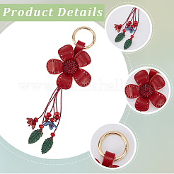 Leather and Alloy Keychain&nbsp;HJEW-WH20022-04B-11
