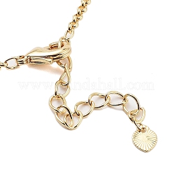 Rack Plating Brass Pave Cubic Zirconia Flat Round & Rectangle Link Necklaces for Women&nbsp;NJEW-B109-01G-01
