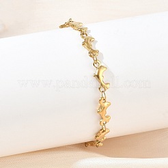 Women's 304 Stainless Steel Dolphin Link Chains Bracelets&nbsp;BJEW-G790-02G