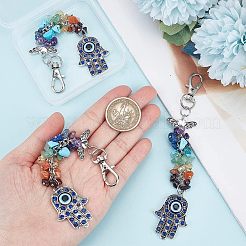 3Pcs Natural & Synthetic Gemstone Chips Cluster Pendant Decoration&nbsp;HJEW-CA0001-35