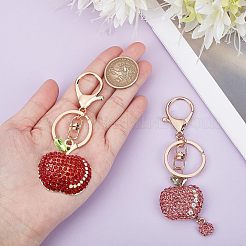 2Pcs 2 Colors Full Rhinestone Apple Keychains&nbsp;KEYC-CA0001-32