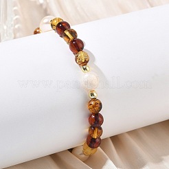 Natural Pearl and Amber Beads Stretch Bracelets for Women&nbsp;BJEW-JB13718