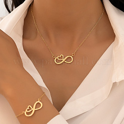 Heart & Infinity Alloy Pendant Necklaces & Link Bracelets Sets for Women&nbsp;FS-WG1C2CC-01
