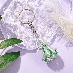 Glass Seed Bead with Acrylic Angel Keychain&nbsp;KEYC-MZ00026-01