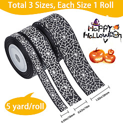 3 Rolls 3 Styles  Halloween Printed Polyester Grosgrain Ribbon&nbsp;OCOR-GF0002-50A