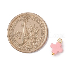 Synthetic Coral Dyed Pink Cross Charms&nbsp;PALLOY-JF04223-01