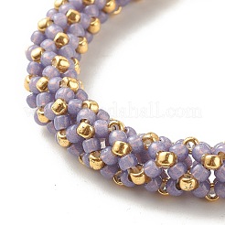 Glass Seed Beaded Bracelet with Brass Magnetic Clasp&nbsp;BJEW-JB07802-05