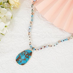 Dyed Synthetic Imperial Jasper Teardrop Pendant Necklaces&nbsp;NJEW-WH20816-003