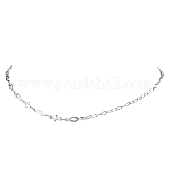 304 Stainless Steel Rhombus Cross Link Chain Necklaces&nbsp;NJEW-JN05939