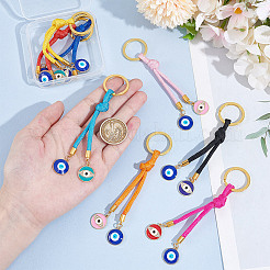 Polyester Cords & Alloy Enamel Evil Eye Keychain&nbsp;KEYC-DR00005