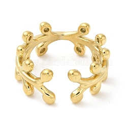 304 Stainless Steel Leafy Branch Open Cuff Ring for Women&nbsp;RJEW-I098-06G