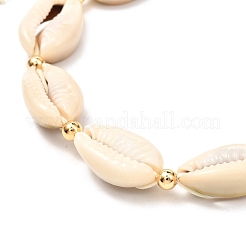 Natural Cowrie Shell Braided Bead Anklets Set for Girl Women&nbsp;AJEW-AN00451-02