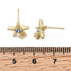 Starfish Brass Micro Pave Cubic Zirconia Stud Earrings&nbsp;EJEW-Z153-02G