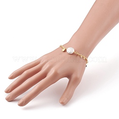 Natural Baroque Pearl Keshi Pearl Link Bracelets&nbsp;BJEW-JB05803-02