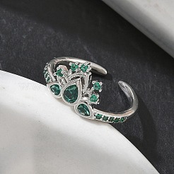 Brass Micro Pave Cubic Zirconia Cuff Open Rings&nbsp;RJEW-Z145-06P