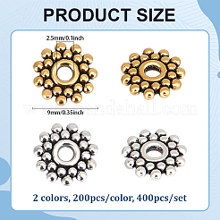 400Pcs 2 Colors Gear Tibetan Silver Spacer Beads&nbsp;TIBEB-PH0005-33
