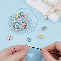 24Pcs 6 Colors Handmade Printed Porcelain Beads&nbsp;PORC-HS0001-01