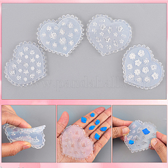 4Pcs 4 Styles Heart Silicone Carved Molds&nbsp;MRMJ-SC0001-48