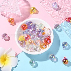 100Pcs 10 Colors UV Plating Rainbow Iridescent Transparent Acrylic Pendants&nbsp;PACR-CJ0001-31
