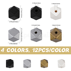 48Pcs 4 Styles Spray Painted Natural Wooden Beads&nbsp;WOOD-CA0001-74