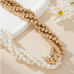 Alloy and CCB Imitation Pearl Round Multi-strand Necklaces for Women&nbsp;FS-WG8340C-01