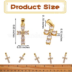 5Pcs Brass Micro Pave Clear Cubic Zirconia Pendant&nbsp;ZIRC-SZ0002-16