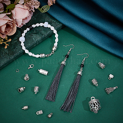 114Pcs 11 Styles Tibetan Style Alloy Cord Ends&nbsp;TIBE-PH0002-46