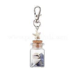 Natural Lapis Lazuli/Amethyst/Carnelian/Citrine/Rose Quartz/Amazonite Chip & Shell Beads inside Glass Wishing Bottle Pendant Decorations&nbsp;HJEW-JM03221
