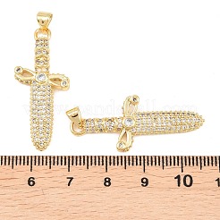 Brass Micro Pave Clear Cubic Zirconia Pendants&nbsp;KK-C170-19G