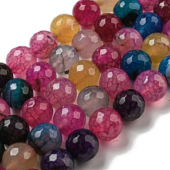 Faceted Natural Dragon Veins Agate Beads Strands&nbsp;G-F447-12mm-P06