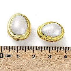 Rack Plating Brass Beads with Baroque Natural Keshi Pearl&nbsp;KK-K348-23G