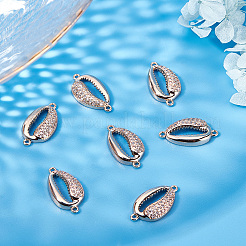 Brass Micro Pave Clear Cubic Zirconia Connector Charms&nbsp;KK-BBC0003-33