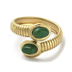 Green Natural Dyed Jade Snake Open Cuff Ring&nbsp;RJEW-C036-01B-G