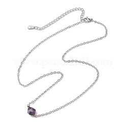 Natural Amethyst/Rose Quartz/Tiger Eye/Amazonite/Sodalite Faceted Round Pendant Necklaces&nbsp;NJEW-JN05133-01
