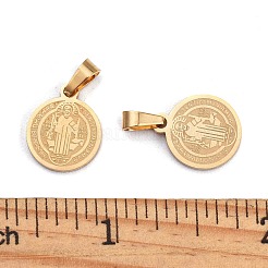 Flat Round with San Benito & Word 304 Stainless Steel Charms&nbsp;X-STAS-I036-03A