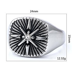 316 Stainless Steel with Cubic Zirconia Finger Rings for Men&nbsp;FS-WGEFB28-02