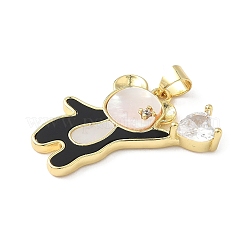 Brass Micro Pave Cubic Zirconia Shell Pendants&nbsp;KK-L239-003G