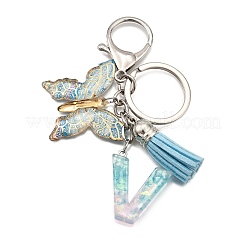 26Pcs Transparent Epoxy Resin & Transparent Acrylic & Faux Suede Tassel Keychain&nbsp;KEYC-JKC01202-22