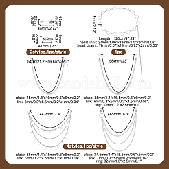 5Pcs 5 Styles Punk Alloy Waist Chains & Iron Iron Curb Link Trouser Chains Sets&nbsp;SJEW-AR0001-03