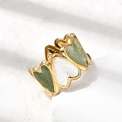 304 Stainless Steel Enamel Open Cuff Ring&nbsp;RJEW-L335-01A-G