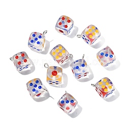 Transparent Resin Dice Pendants&nbsp;RESI-CJ0002-49