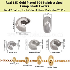 200Pcs 8 Style 304 Stainless Steel Crimp Beads Covers&nbsp;STAS-BBC0007-15