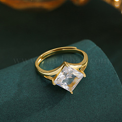 Adjustable Brass Pave Cubic Zirconia Finger Rings&nbsp;WGDAB37-01