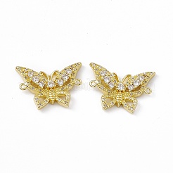 Brass Pave Clear Cubic Zirconia Connector Charms&nbsp;KK-E068-VC087