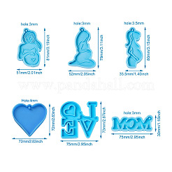 6Pcs 6 Style Mother's Day Theme DIY Pendants Silicone Molds&nbsp;DIY-BG0001-37