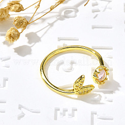 Brass Micro Pave Clear Cubic Zirconia Rings for Women&nbsp;RJEW-S399-11G