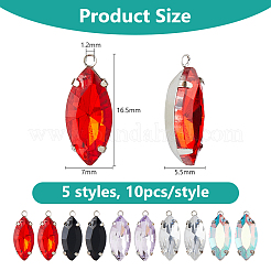 50Pcs 5 Colors Rhinestone Pendants&nbsp;RGLA-DC0001-10