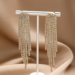 Cubic Zirconia Chains Tassel Earrings&nbsp;EJEW-P236-09G