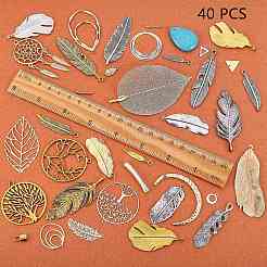 40Pcs 40 Style Alloy/304 Stainless Steel/Brass/Iron/Howlite Pendants&nbsp;FIND-SZ0001-77