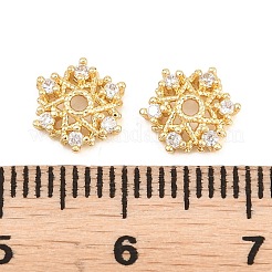 Christmas Brass Clear Cubic Zirconia Beads&nbsp;KK-B186-12G